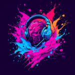 Vibrant digital artwork featuring a stylized head wearing headphones, surrounded by dynamic, colorful paint splashes, representing the ultimate nutrition for an esports enthusiast's mind.